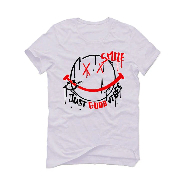 Air Jordan 4 "Red Cement" White T-Shirt (Smile) - Image 2
