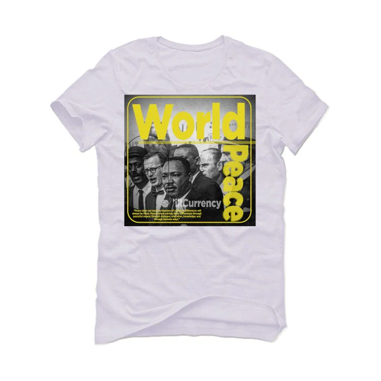 Air Jordan 4 SE Craft Photon Dust - White T-Shirt (WORLD PEACE) - Image 2