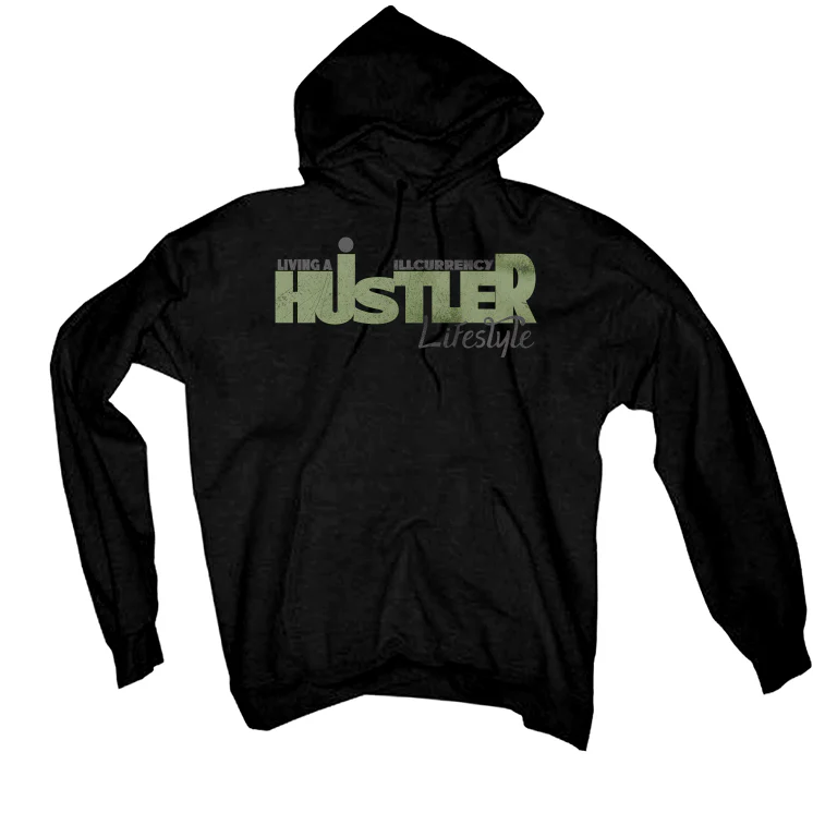 Air Jordan 4 Seafoam aka “Oil Green” - Black T-Shirt (LIVING A HUSTLER LIFE STYLE) - Image 3