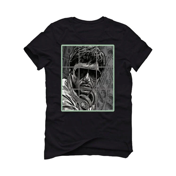 Air Jordan 4 Seafoam aka “Oil Green” - Black T-Shirt (PACINO) - Image 2