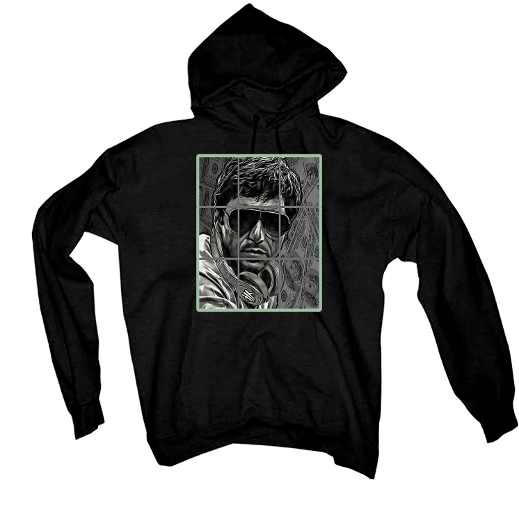 Air Jordan 4 Seafoam aka “Oil Green” - Black T-Shirt (PACINO) - Image 3
