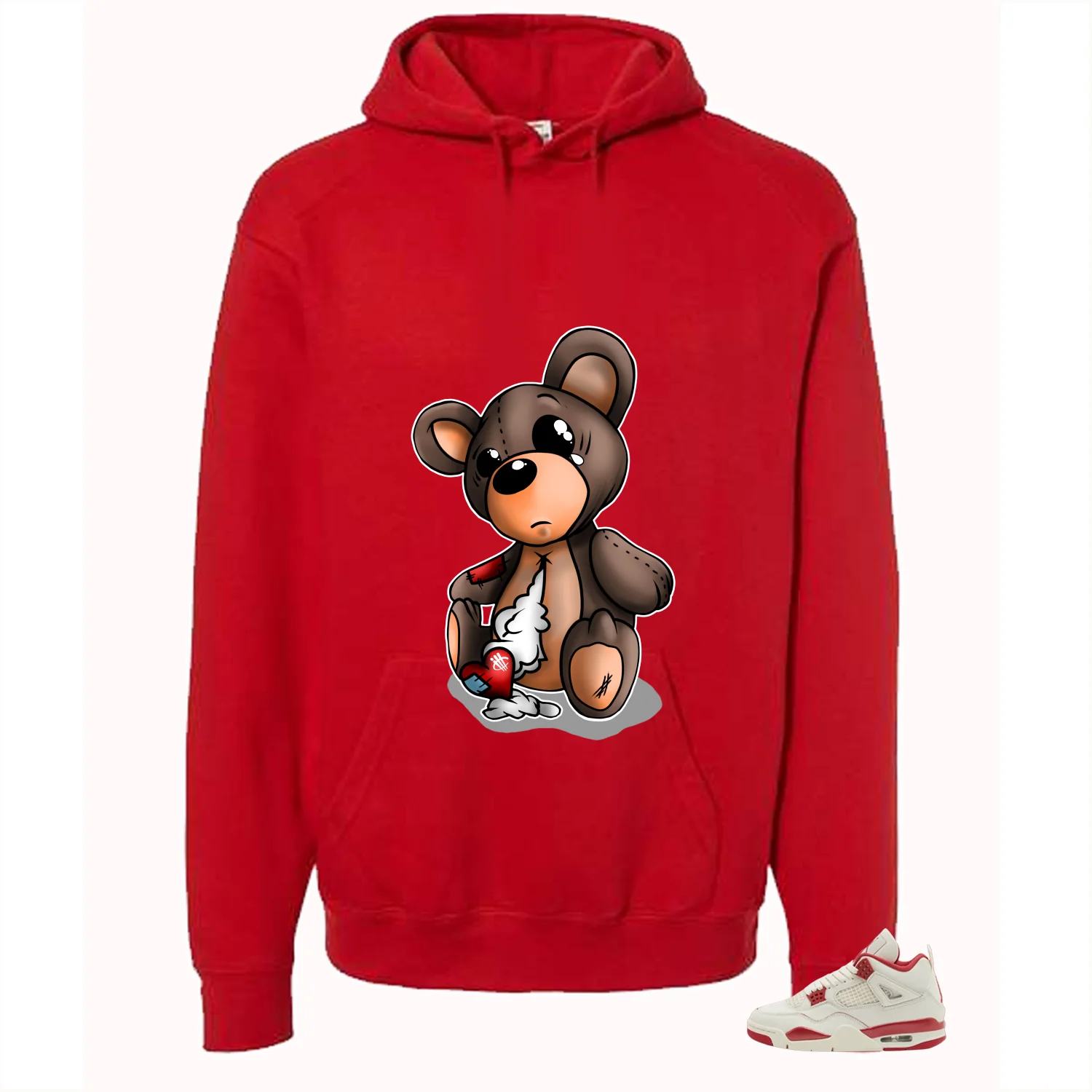 Air Jordan 4 Valentine’s Day (Sierra Red) Matching T-Shirt, Sweatshirts & Hoodies Red T-Shirt (Big Teddy)| illcurrency - Image 3
