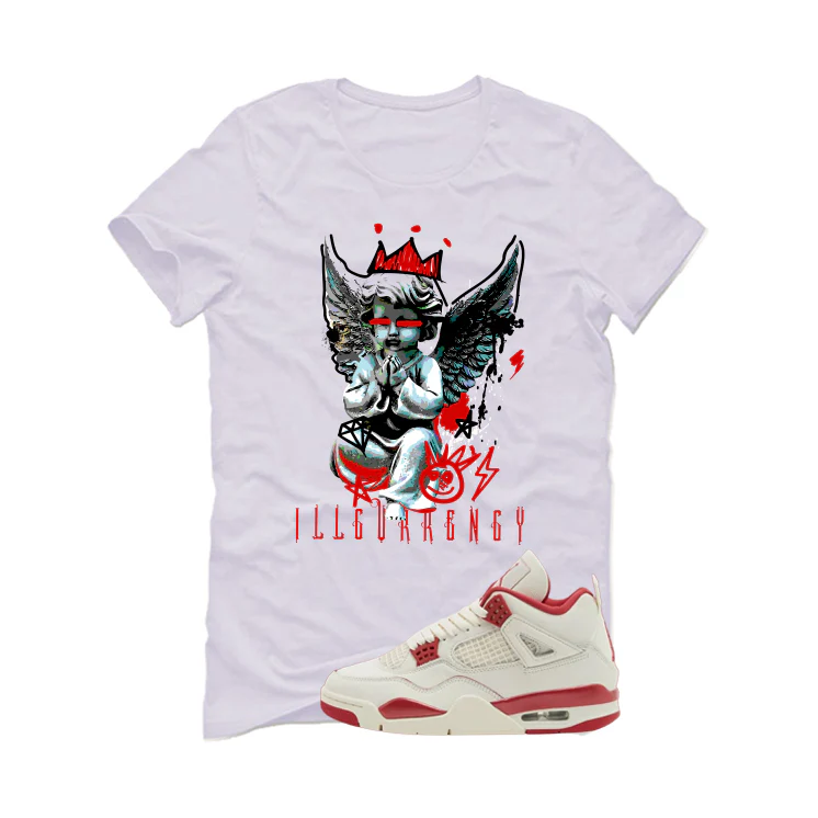 Air Jordan 4 Valentine’s Day (Sierra Red) Matching T-Shirt, Sweatshirts & Hoodies White T-Shirt (Graffiti Angel)| illcurrency - Image 2