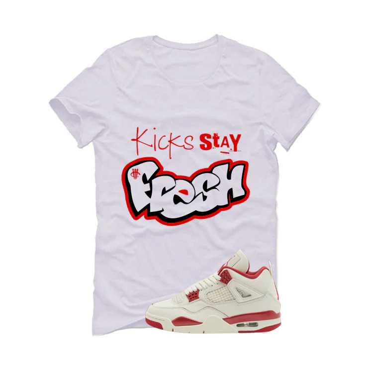 Air Jordan 4 Valentine’s Day (Sierra Red) Matching T-Shirt, Sweatshirts & Hoodies White T-Shirt (Kicks stay fresh)| illcurrency - Image 2
