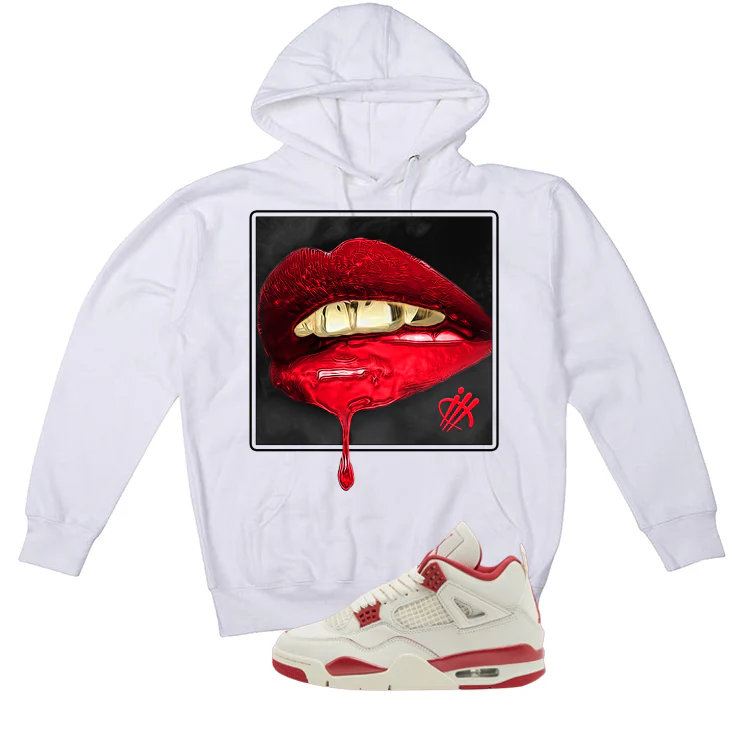 Air Jordan 4 Valentine’s Day (Sierra Red) Matching T-Shirt, Sweatshirts & Hoodies White T-Shirt (Lipstick)| illcurrency - Image 3