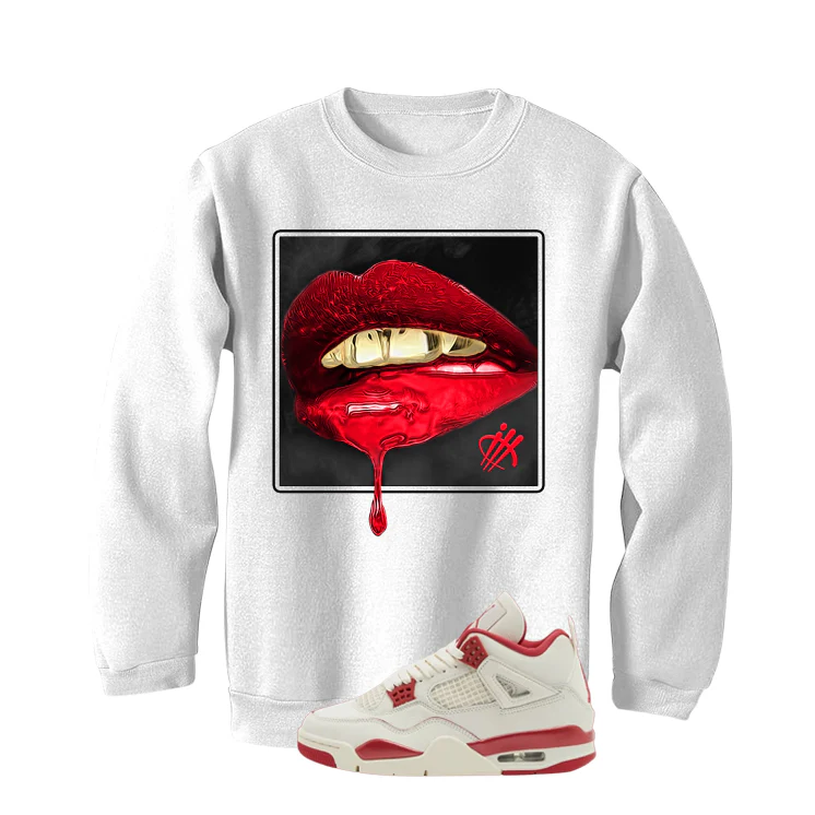 Air Jordan 4 Valentine’s Day (Sierra Red) Matching T-Shirt, Sweatshirts & Hoodies White T-Shirt (Lipstick)| illcurrency - Image 4