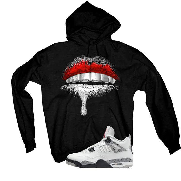 Air Jordan 4 White Cement Black T-Shirt (Lips)| illcurrency - Image 3