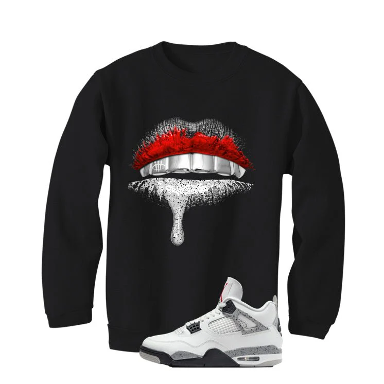 Air Jordan 4 White Cement Black T-Shirt (Lips)| illcurrency - Image 4