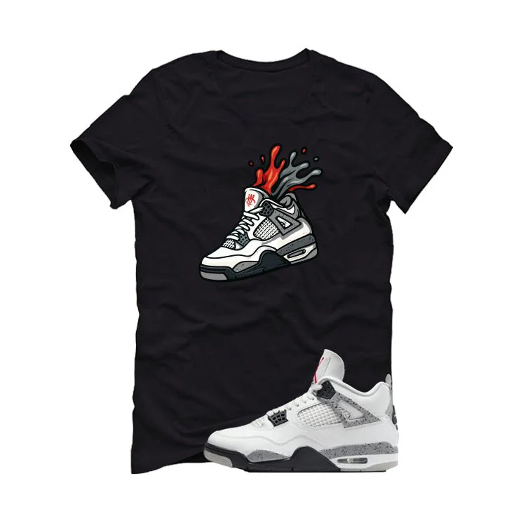 Air Jordan 4 White Cement Black T-Shirt (Splash Shoe)| illcurrency - Image 2