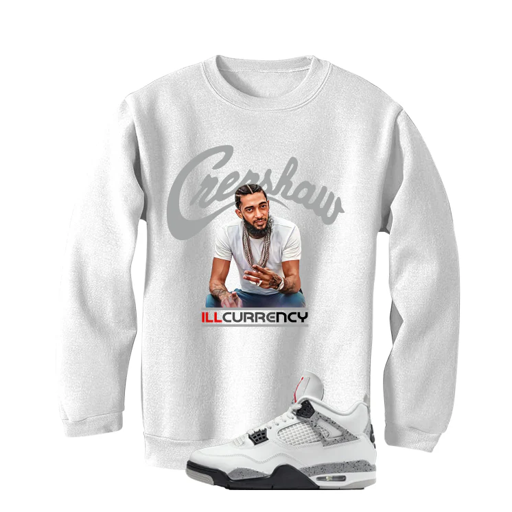 Air Jordan 4 White Cement White T-Shirt (Crenshaw)| illcurrency - Image 4