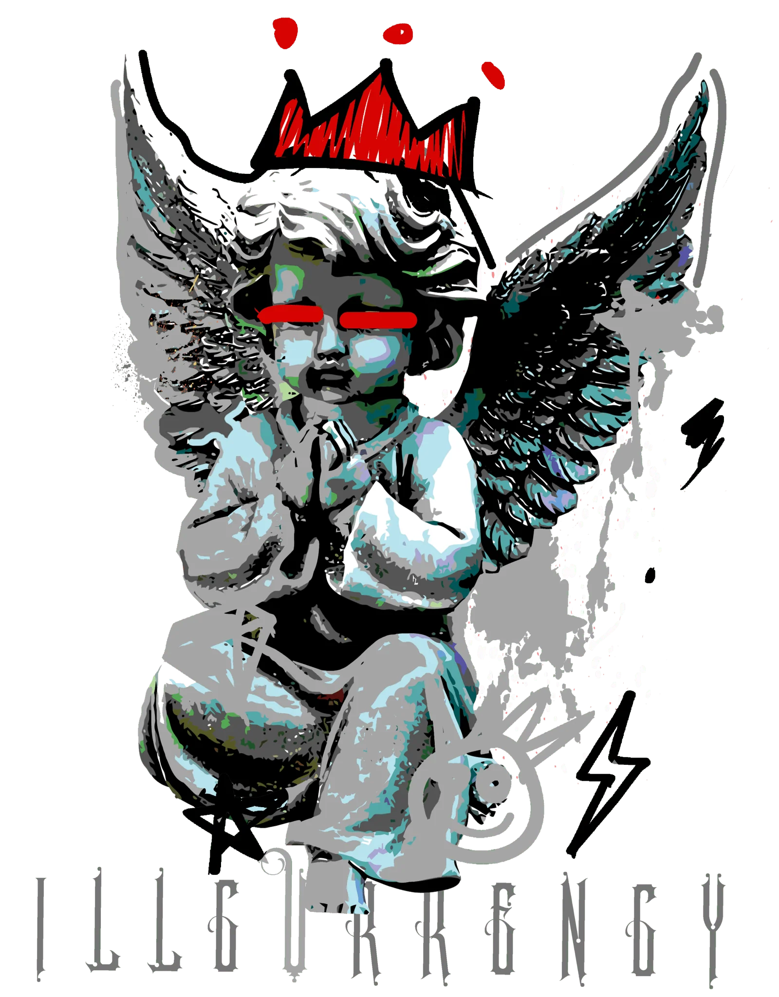 Air Jordan 4 White Cement White T-Shirt (Graffiti Angel)| illcurrency