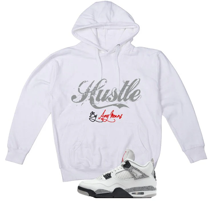 Air Jordan 4 White Cement White T-Shirt (Hustle By Any Means)| illcurrency - Image 3