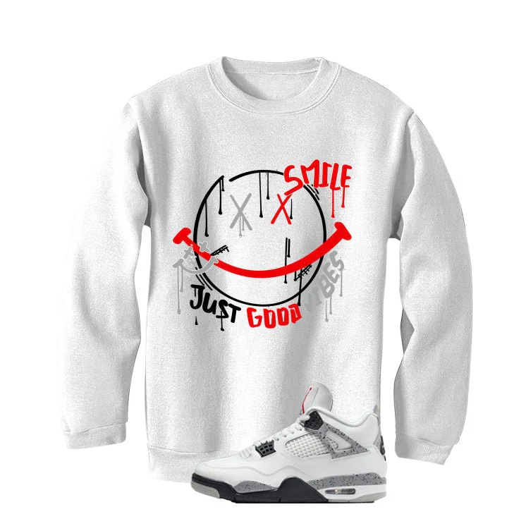 Air Jordan 4 White Cement White T-Shirt (Smile)| illcurrency - Image 4