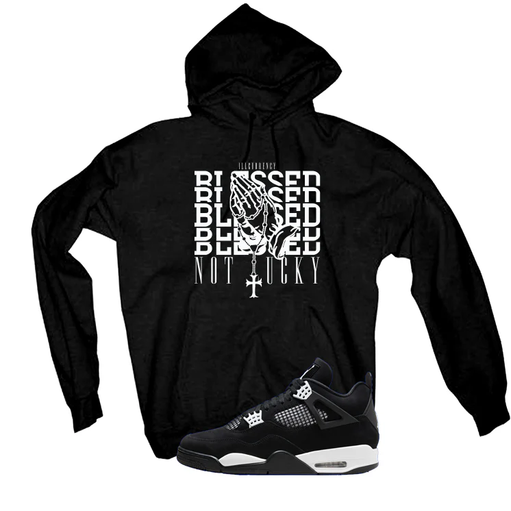 Air Jordan 4 White Thunder Black T-Shirt (Blessed not lucky)| illcurrency - Image 3