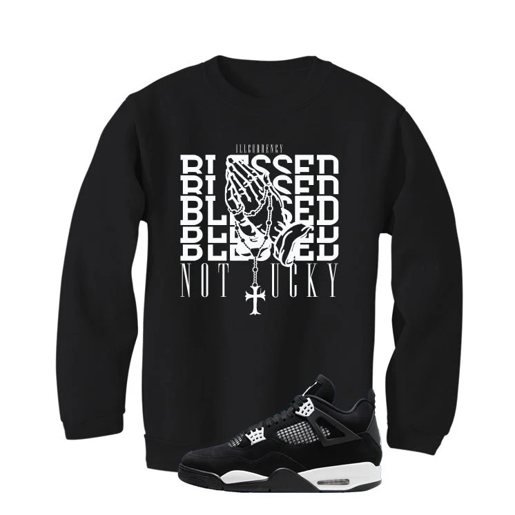 Air Jordan 4 White Thunder Black T-Shirt (Blessed not lucky)| illcurrency - Image 4
