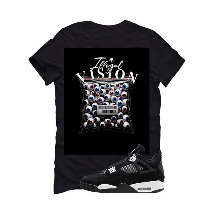 Air Jordan 4 White Thunder Black T-Shirt (illegal vision)| illcurrency - Image 2