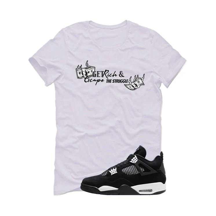 Air Jordan 4 White Thunder White T-Shirt (Get Rich)| illcurrency - Image 2