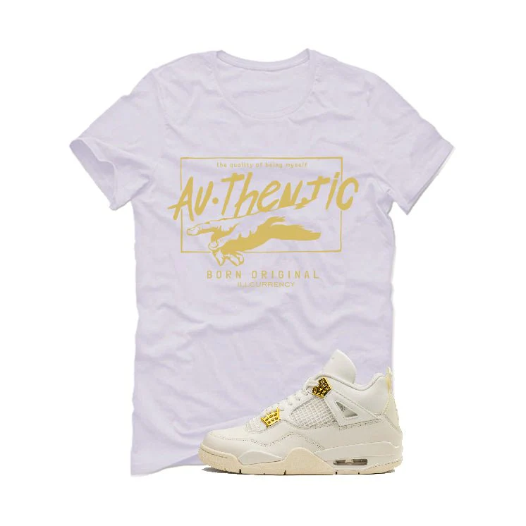 Air Jordan 4 WMNS “Metallic Gold” | illcurrency White T-Shirt (Authentic) - Image 2