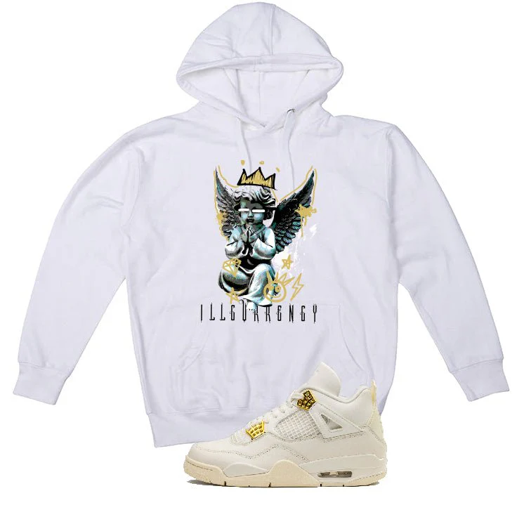 Air Jordan 4 WMNS “Metallic Gold” | illcurrency White T-Shirt (Graffiti Angel) - Image 3