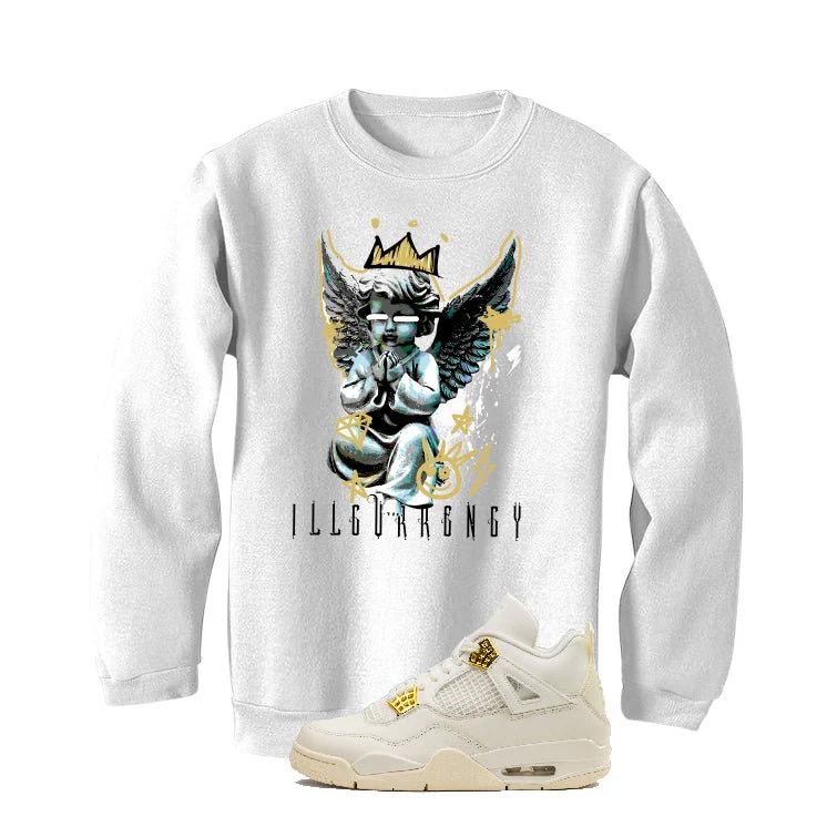 Air Jordan 4 WMNS “Metallic Gold” | illcurrency White T-Shirt (Graffiti Angel) - Image 4