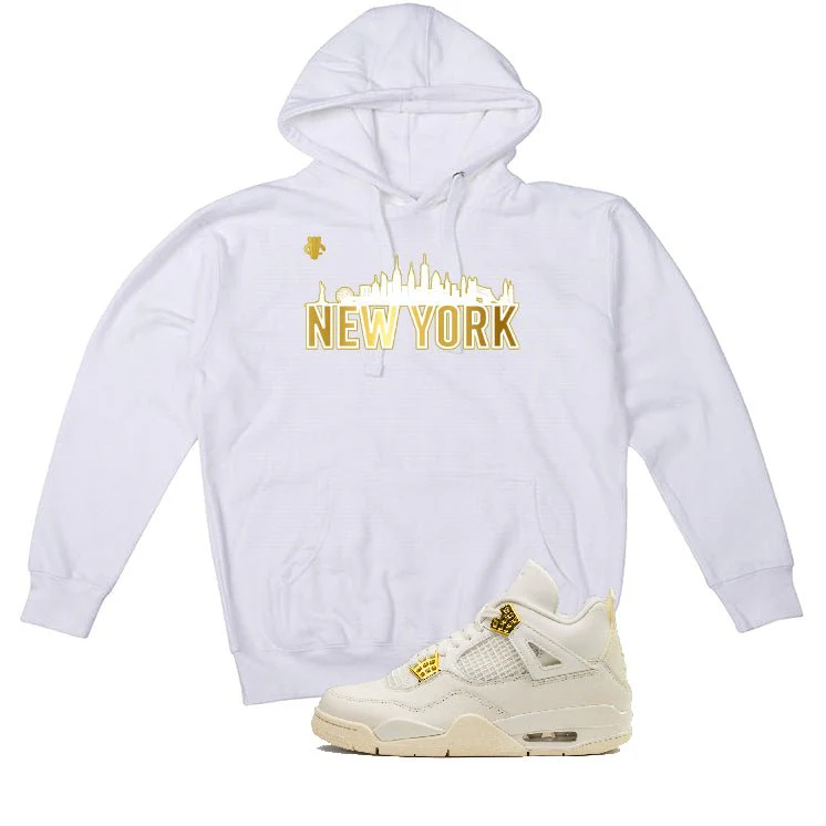 Air Jordan 4 WMNS “Metallic Gold” | illcurrency White T-Shirt (New York) - Image 3