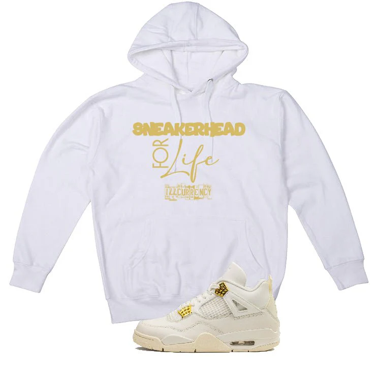 Air Jordan 4 WMNS “Metallic Gold” | illcurrency White T-Shirt (Sneakerhead for life) - Image 3