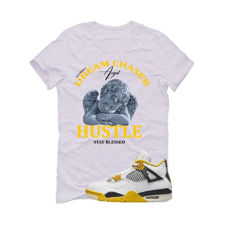 Air Jordan 4 WNNS “Vivid Sulfur” | illcurrency White T-Shirt (Dream Chaser Angel) - Image 2