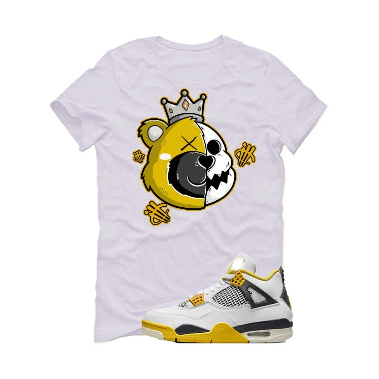 Air Jordan 4 WNNS “Vivid Sulfur” | illcurrency White T-Shirt (HALF KING BEAR) - Image 2