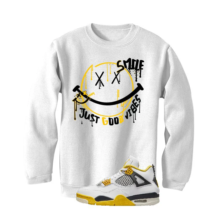 Air Jordan 4 WNNS “Vivid Sulfur” | illcurrency White T-Shirt (Smile) - Image 4
