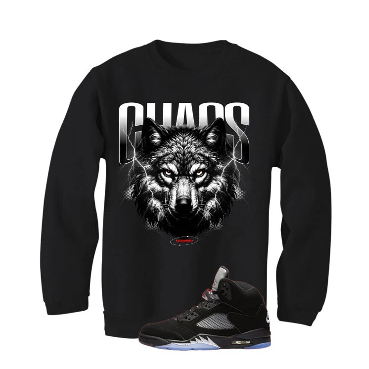 Air Jordan 5 Black Metallic Reimagined Black T-Shirt (Chaos)| illcurrency - Image 4