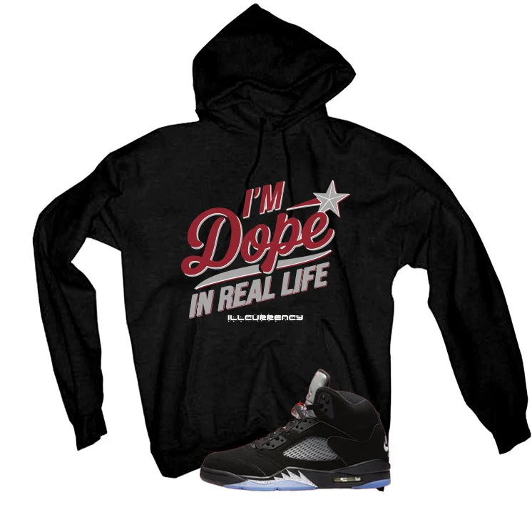 Air Jordan 5 Black Metallic Reimagined Black T-Shirt (DOPE)| illcurrency - Image 3