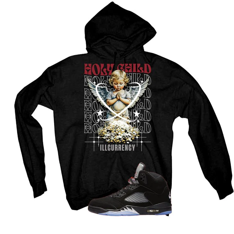 Air Jordan 5 Black Metallic Reimagined Black T-Shirt (Holy Child)| illcurrency - Image 3