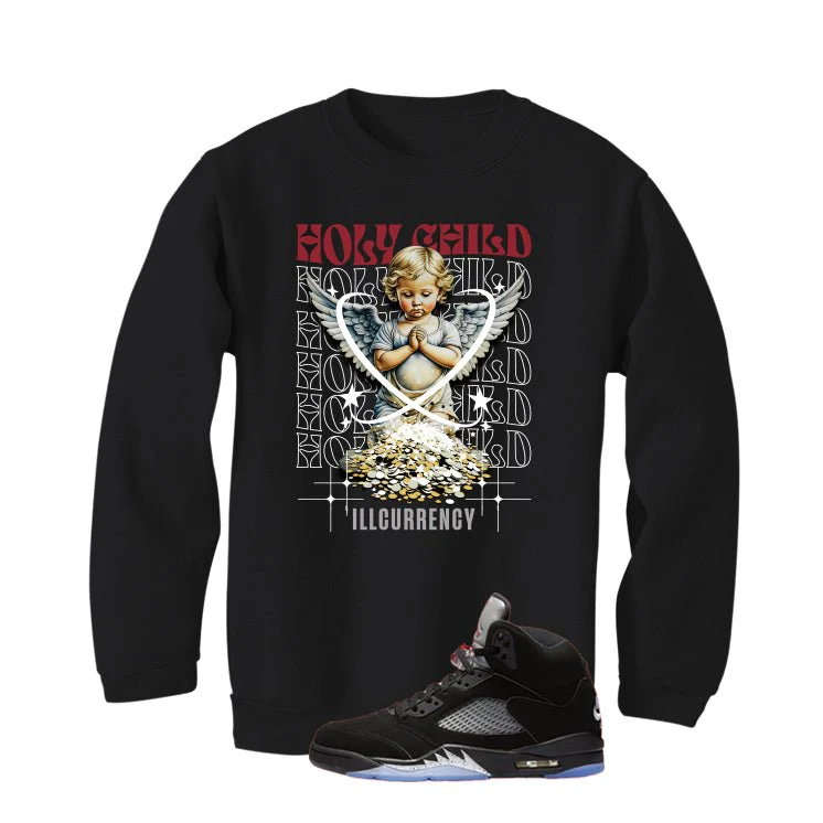 Air Jordan 5 Black Metallic Reimagined Black T-Shirt (Holy Child)| illcurrency - Image 4