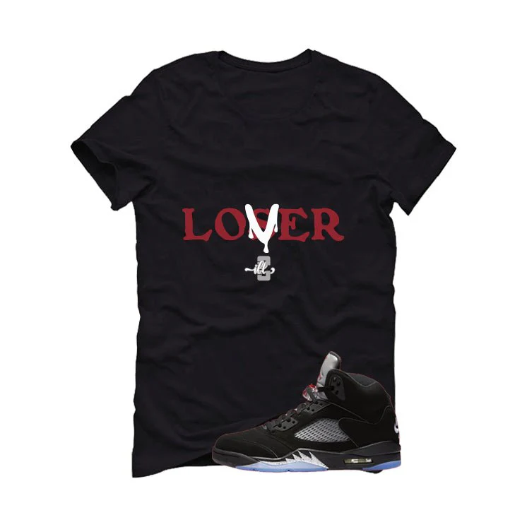 Air Jordan 5 Black Metallic Reimagined Black T-Shirt (Loser)| illcurrency - Image 2