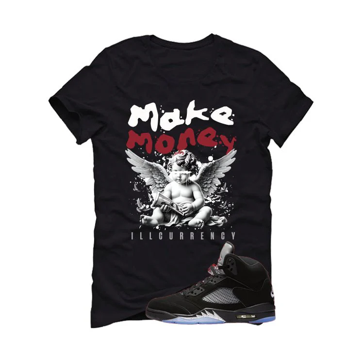 Air Jordan 5 Black Metallic Reimagined Black T-Shirt (Make Money)| illcurrency - Image 2