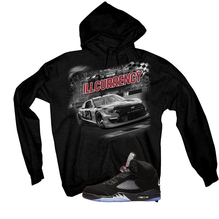 Air Jordan 5 Black Metallic Reimagined Black T-Shirt (Raceway)| illcurrency - Image 3