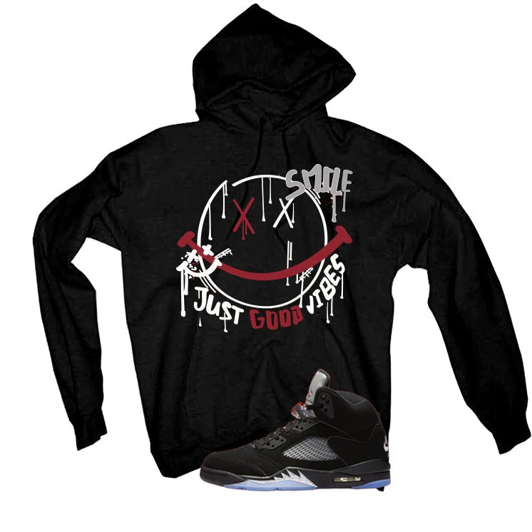 Air Jordan 5 Black Metallic Reimagined Black T-Shirt (Smile)| illcurrency - Image 3