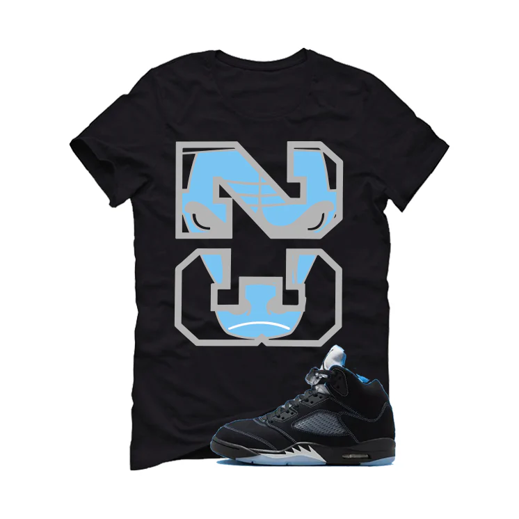 Air Jordan 5 Black/University Blue Matching T-Shirt Black T-Shirt (23)| illcurrency - Image 2
