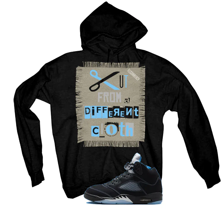 Air Jordan 5 Black/University Blue Matching T-Shirt Black T-Shirt (Cut from a different cloth)| illcurrency - Image 3