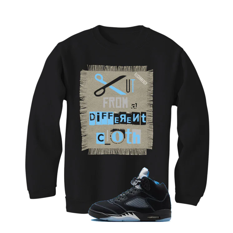 Air Jordan 5 Black/University Blue Matching T-Shirt Black T-Shirt (Cut from a different cloth)| illcurrency - Image 4