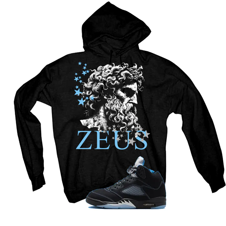 Air Jordan 5 Black/University Blue Matching T-Shirt Black T-Shirt (Zeus)| illcurrency - Image 3