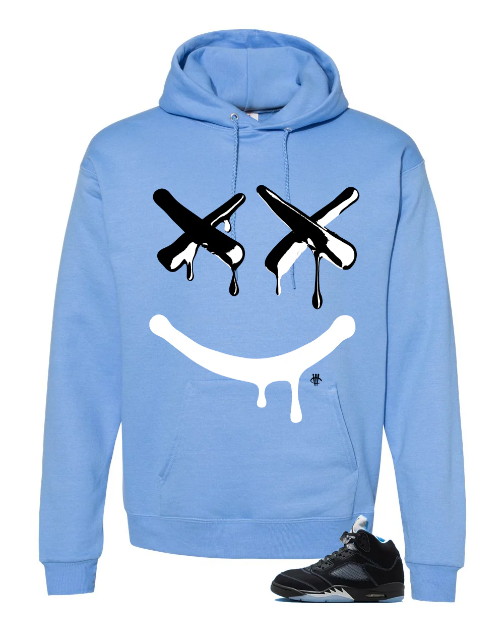 Air Jordan 5 Black/University Blue Matching T-Shirt Carolina Blue T-Shirt (Happy Drip)| illcurrency - Image 3