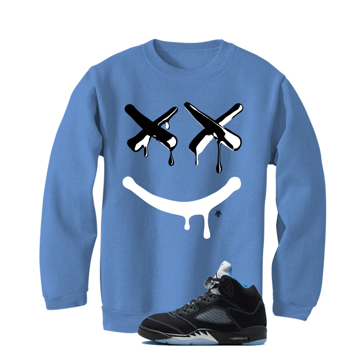 Air Jordan 5 Black/University Blue Matching T-Shirt Carolina Blue T-Shirt (Happy Drip)| illcurrency - Image 4