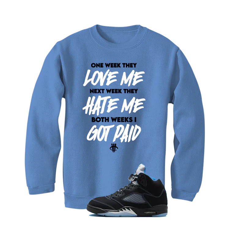Air Jordan 5 Black/University Blue Matching T-Shirt Carolina Blue T-Shirt (Paid)| illcurrency - Image 4