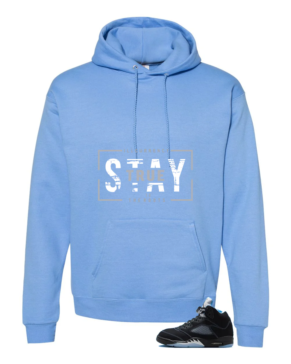 Air Jordan 5 Black/University Blue Matching T-Shirt Carolina Blue T-Shirt (Stay True)| illcurrency - Image 3