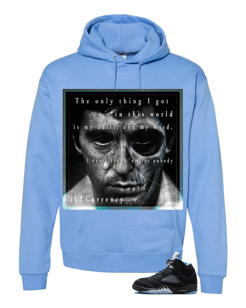 Air Jordan 5 Black/University Blue Matching T-Shirt Carolina Blue T-Shirt (The Only Thing I Got)| illcurrency - Image 3