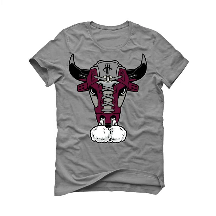 Air Jordan 5 Burgundy - Grey T-Shirt (LACED BULL) - Image 2