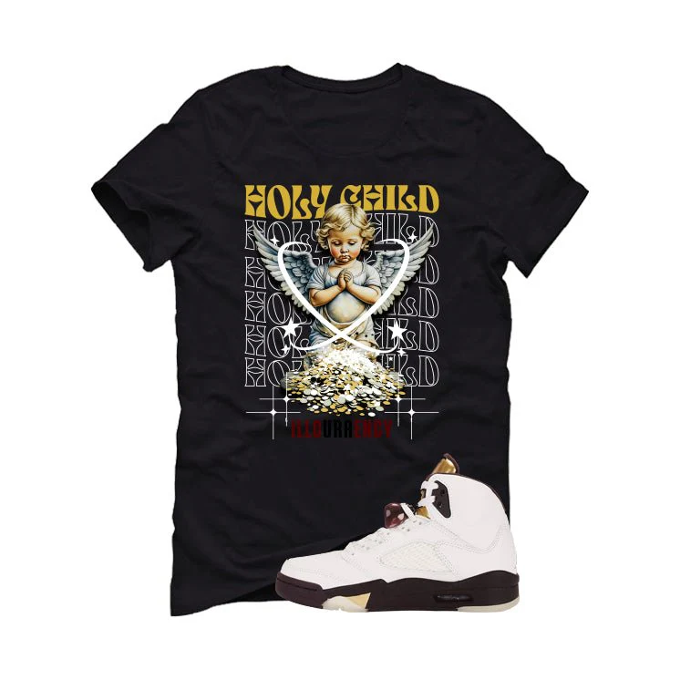 Air Jordan 5 Earth/Metallic Gold Black T-Shirt (Holy Child)| illcurrency - Image 2