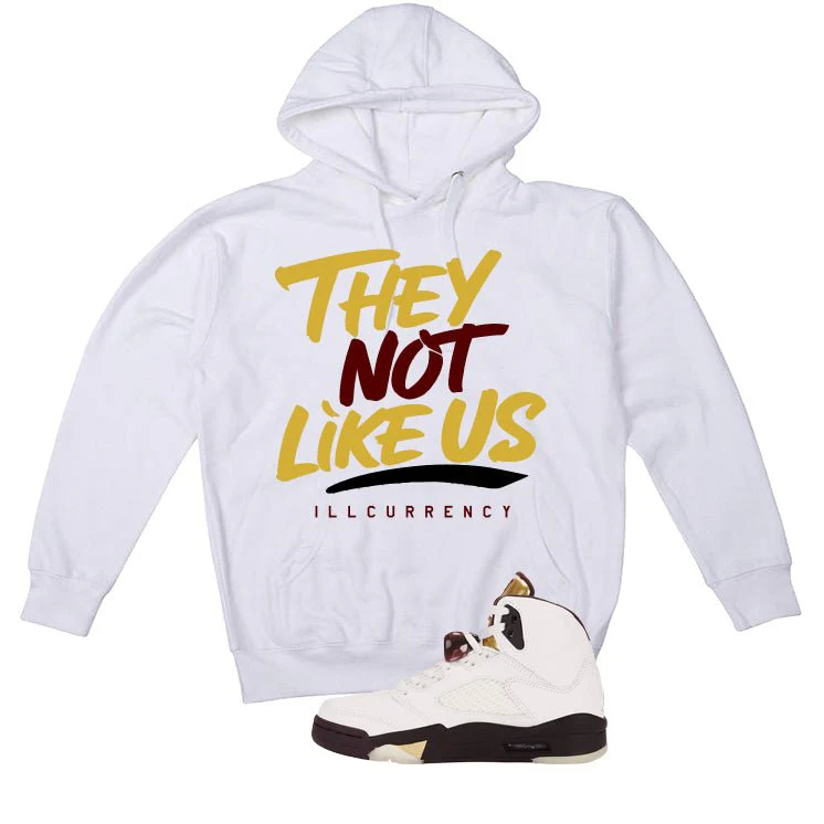 Air Jordan 5 Earth/Metallic Gold White T-Shirt (They not like us)| illcurrency - Image 3
