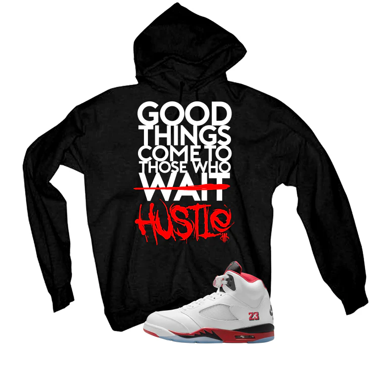 Air Jordan 5 Fire Red Black Tongue Black T-Shirt (Good Things)| illcurrency - Image 3